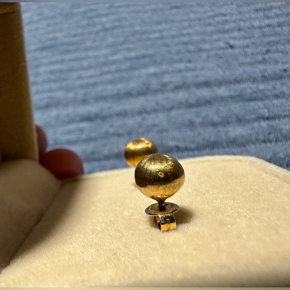 10K Yellow Gold Dome Stud Earrings - Picture 11 of 11